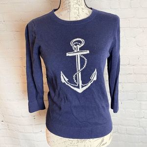 Banana Republic Navy Blue Anchor Crew Sweater